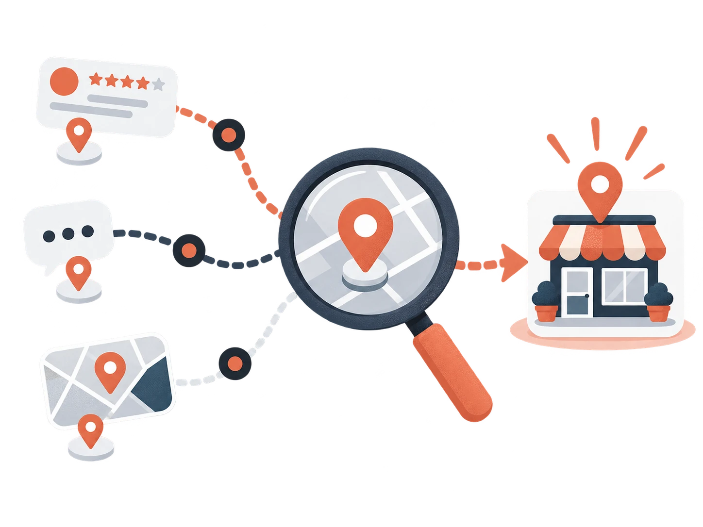 A clear search path guiding customers toward a visible local business.